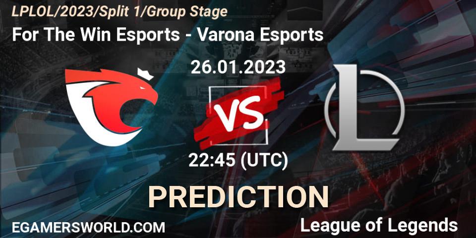 Pronóstico For The Win Esports - Varona Esports. 26.01.2023 at 22:45, LoL, LPLOL Split 1 2023 - Group Stage