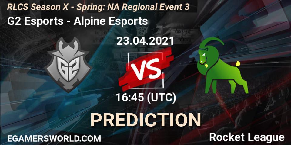 Pronóstico G2 Esports - Alpine Esports. 23.04.2021 at 16:45, Rocket League, RLCS Season X - Spring: NA Regional Event 3