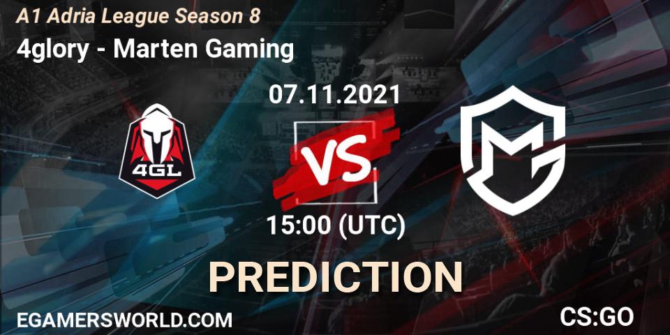 Pronóstico 4glory - Marten Gaming. 07.11.2021 at 15:00, Counter-Strike (CS2), A1 Adria League Season 8