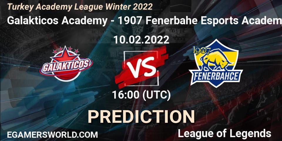 Pronóstico Galakticos Academy - 1907 Fenerbahçe Esports Academy. 10.02.2022 at 16:30, LoL, Turkey Academy League Winter 2022