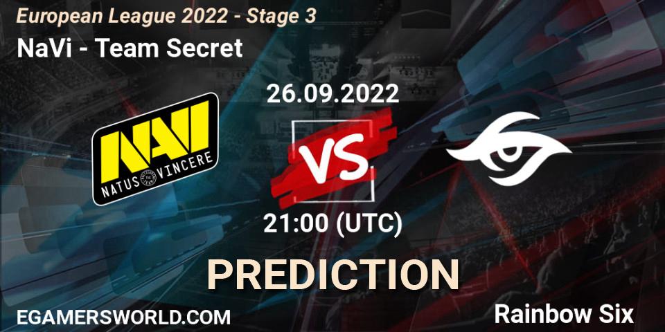 Pronóstico NaVi - Team Secret. 26.09.22, Rainbow Six, European League 2022 - Stage 3