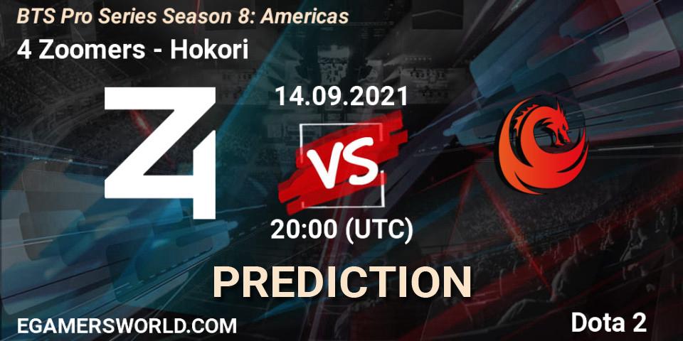Pronóstico 4 Zoomers - Hokori. 14.09.2021 at 20:01, Dota 2, BTS Pro Series Season 8: Americas