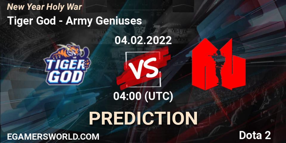 Pronóstico Tiger God - Army Geniuses. 04.02.2022 at 04:20, Dota 2, New Year Holy War