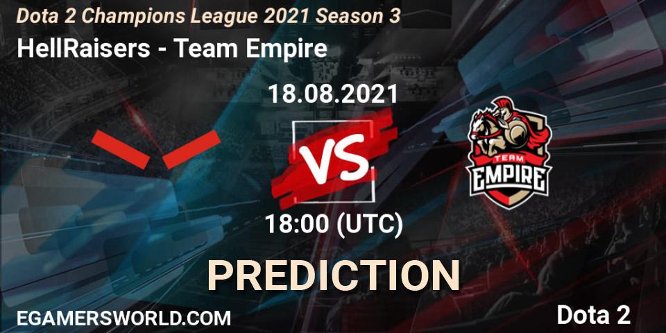 Pronóstico HellRaisers - Team Empire. 06.09.2021 at 09:00, Dota 2, Dota 2 Champions League 2021 Season 3