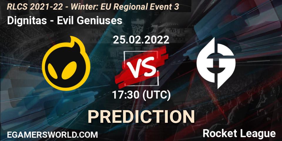 Pronóstico Dignitas - Evil Geniuses. 25.02.22, Rocket League, RLCS 2021-22 - Winter: EU Regional Event 3