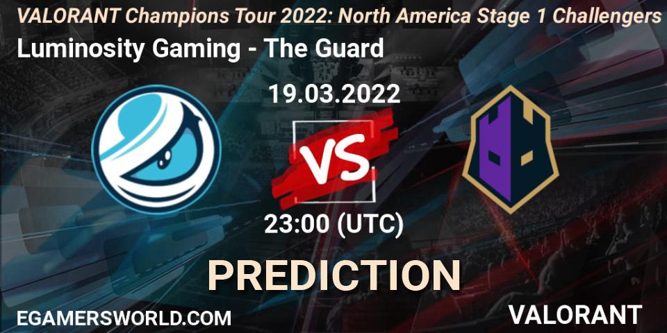 Pronóstico Luminosity Gaming - The Guard. 19.03.2022 at 23:00, VALORANT, VCT 2022: North America Stage 1 Challengers