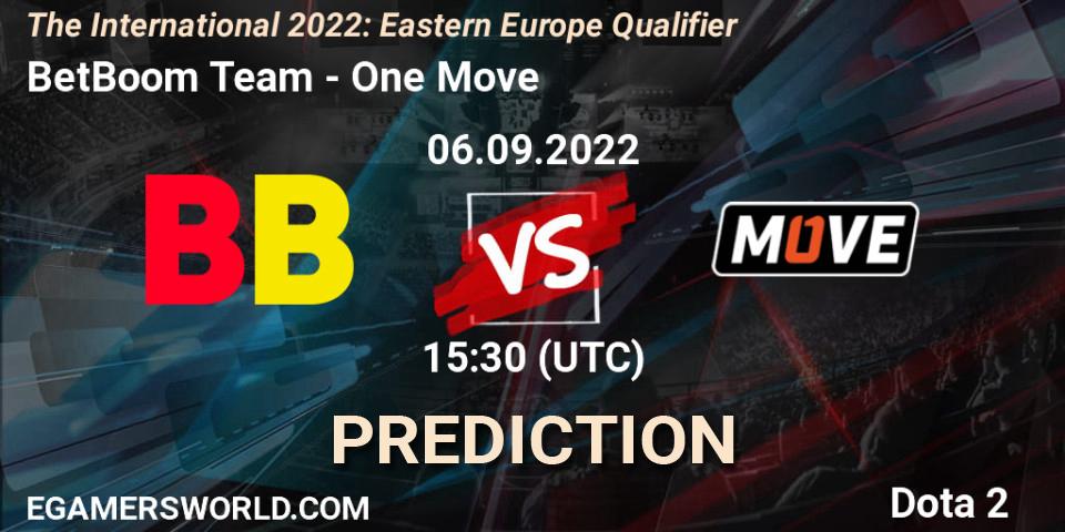 Pronóstico BetBoom Team - One Move. 06.09.2022 at 15:31, Dota 2, The International 2022: Eastern Europe Qualifier