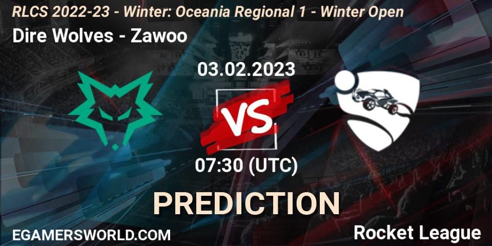 Pronóstico Dire Wolves - Zawoo. 03.02.2023 at 07:30, Rocket League, RLCS 2022-23 - Winter: Oceania Regional 1 - Winter Open