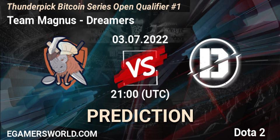 Pronóstico Team Magnus - Dreamers. 03.07.2022 at 21:06, Dota 2, Thunderpick Bitcoin Series Open Qualifier #1