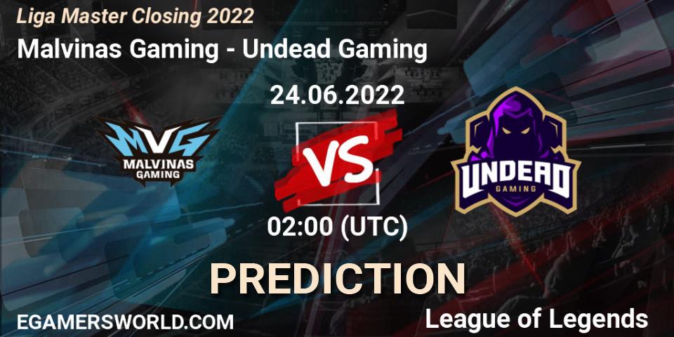 Pronóstico Malvinas Gaming - Undead Gaming. 24.06.22, LoL, Liga Master Closing 2022
