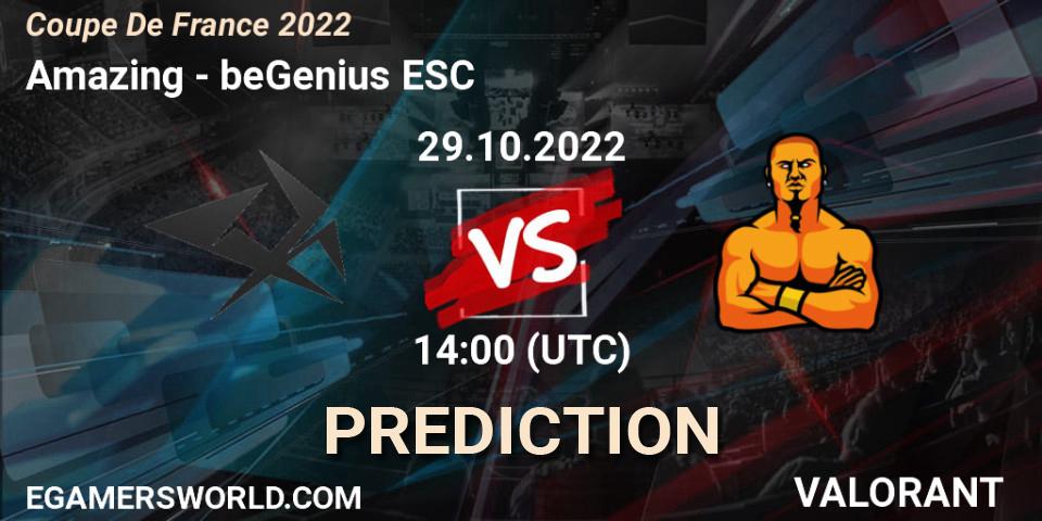Pronóstico Amazing - beGenius ESC. 29.10.2022 at 14:00, VALORANT, Coupe De France 2022