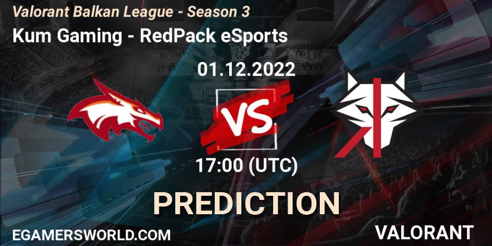 Pronóstico Kum Gaming - RedPack eSports. 01.12.22, VALORANT, Valorant Balkan League - Season 3