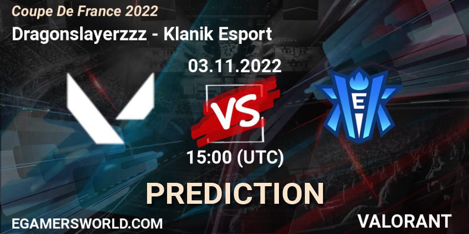 Pronóstico Dragonslayerzzz - Klanik Esport. 03.11.2022 at 15:00, VALORANT, Coupe De France 2022