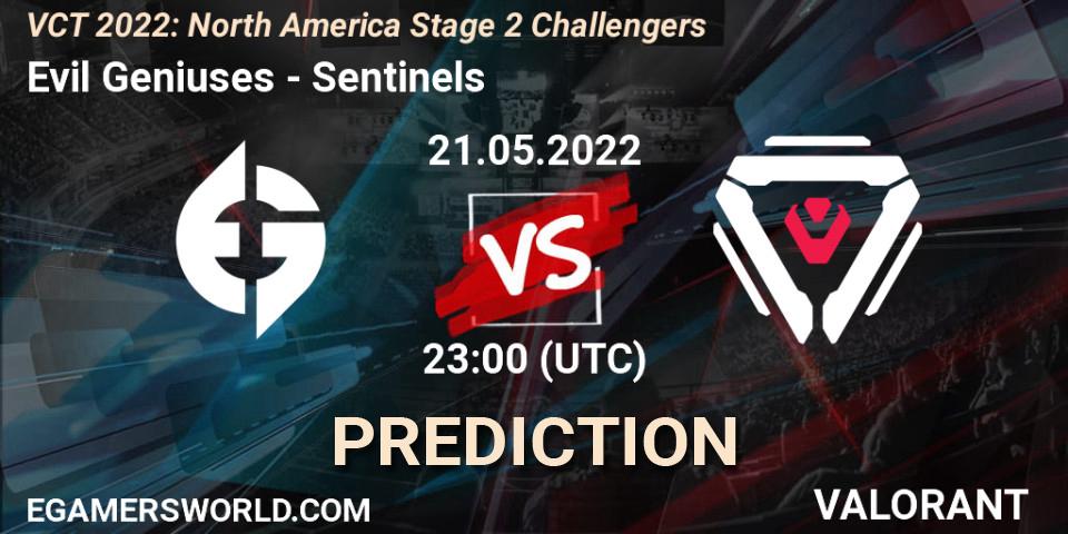 Pronóstico Evil Geniuses - Sentinels. 21.05.2022 at 22:45, VALORANT, VCT 2022: North America Stage 2 Challengers