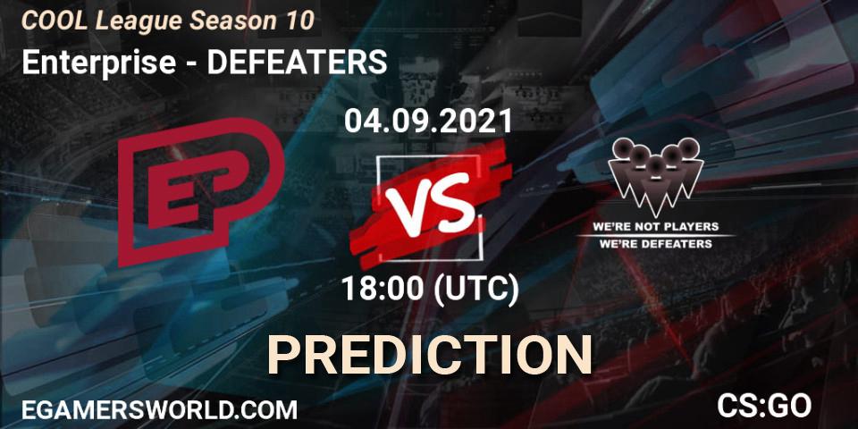 Pronóstico Enterprise - DEFEATERS. 04.09.2021 at 14:00, Counter-Strike (CS2), COOL League Season 10