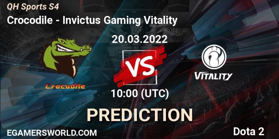 Pronóstico Crocodile - Invictus Gaming Vitality. 20.03.2022 at 08:28, Dota 2, QH Sports S4