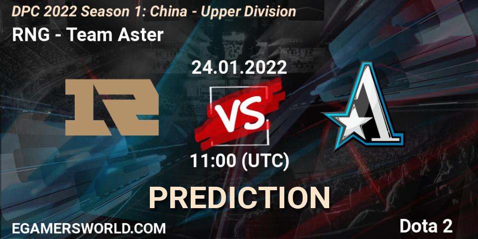 Pronóstico RNG - Team Aster. 24.01.2022 at 10:56, Dota 2, DPC 2022 Season 1: China - Upper Division