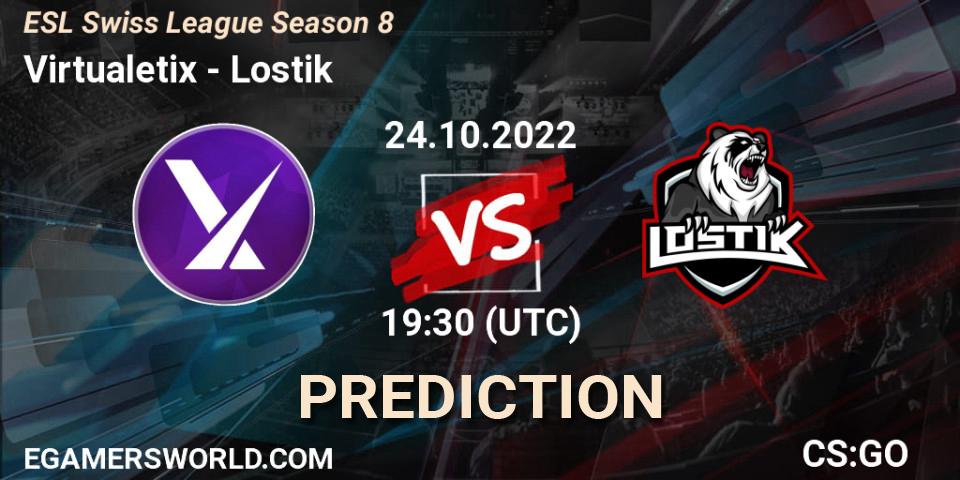 Pronóstico Virtualetix - Lostik. 24.10.2022 at 19:30, Counter-Strike (CS2), ESL Swiss League Season 8
