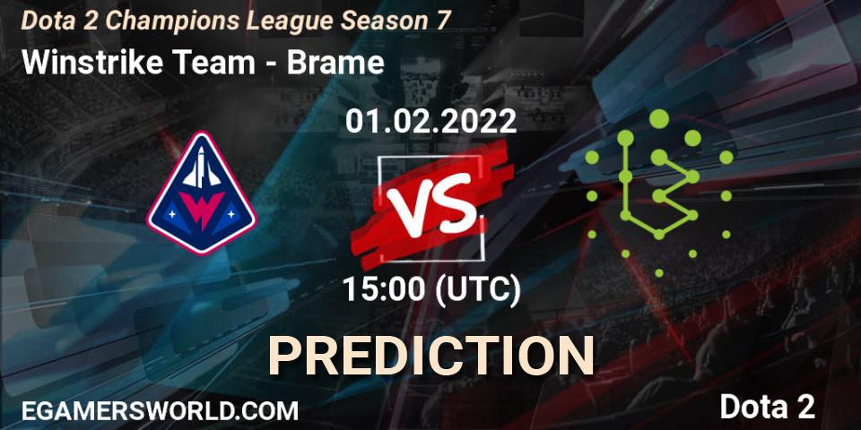 Pronóstico Winstrike Team - Brame. 01.02.2022 at 15:29, Dota 2, Dota 2 Champions League 2022 Season 7
