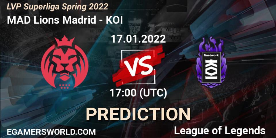 Pronóstico MAD Lions Madrid - KOI. 17.01.2022 at 17:00, LoL, LVP Superliga Spring 2022