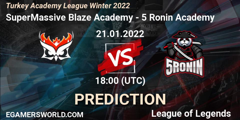 Pronóstico SuperMassive Blaze Academy - 5 Ronin Academy. 21.01.2022 at 18:00, LoL, Turkey Academy League Winter 2022