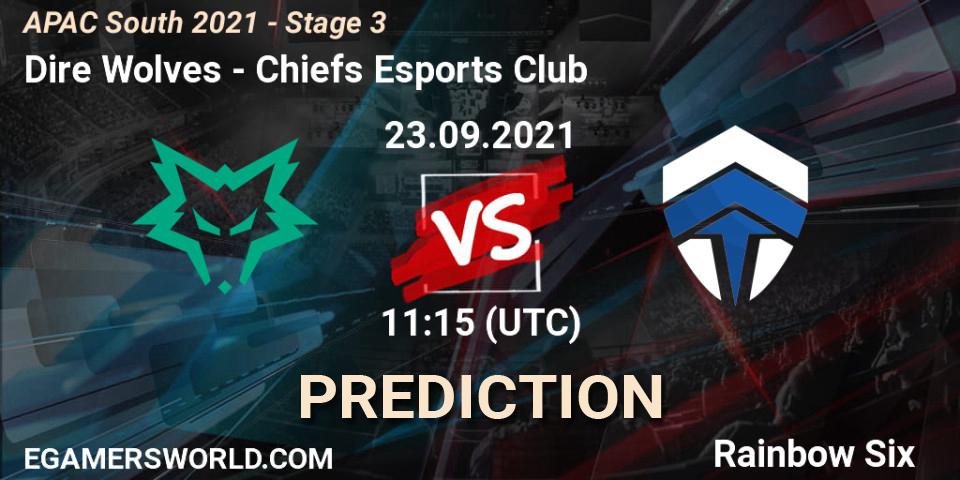 Pronóstico Dire Wolves - Chiefs Esports Club. 23.09.2021 at 11:15, Rainbow Six, APAC South 2021 - Stage 3