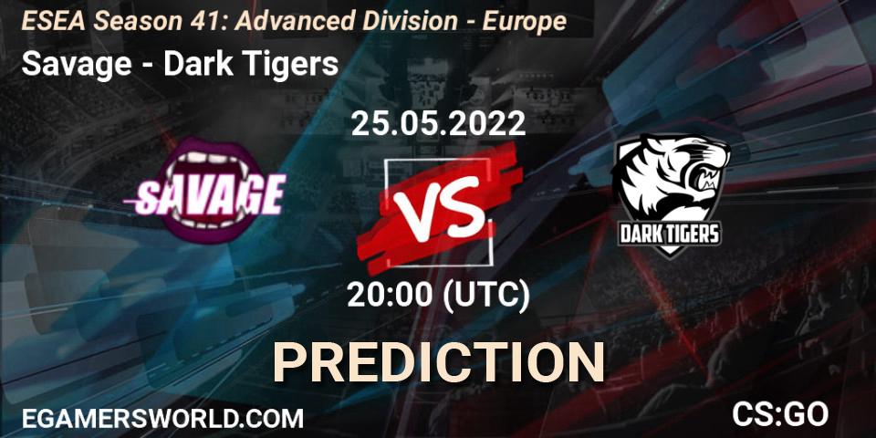 Pronóstico Savage - Dark Tigers. 01.06.2022 at 18:00, Counter-Strike (CS2), ESEA Season 41: Advanced Division - Europe