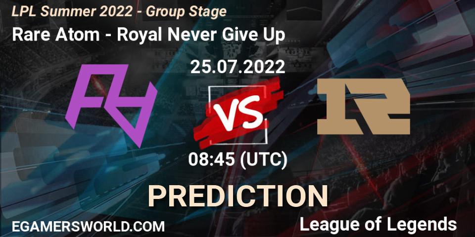 Pronóstico Rare Atom - Royal Never Give Up. 25.07.22, LoL, LPL Summer 2022 - Group Stage