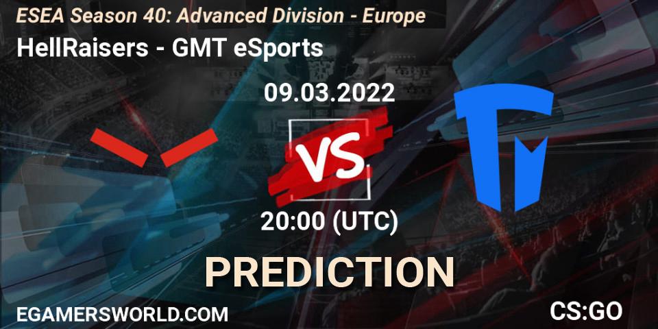 Pronóstico HellRaisers - GMT eSports. 09.03.22, CS2 (CS:GO), ESEA Season 40: Advanced Division - Europe