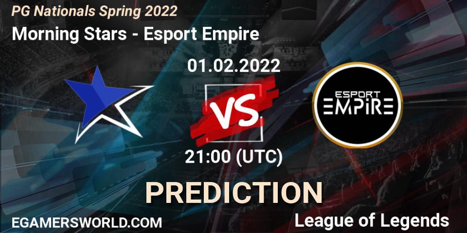 Pronóstico Morning Stars - Esport Empire. 01.02.2022 at 21:00, LoL, PG Nationals Spring 2022