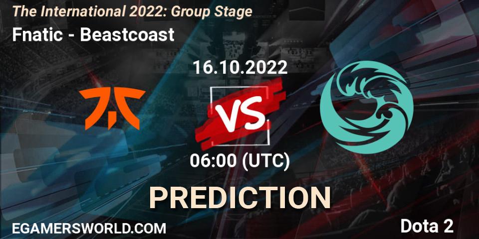 Pronóstico Fnatic - Beastcoast. 16.10.2022 at 06:39, Dota 2, The International 2022: Group Stage