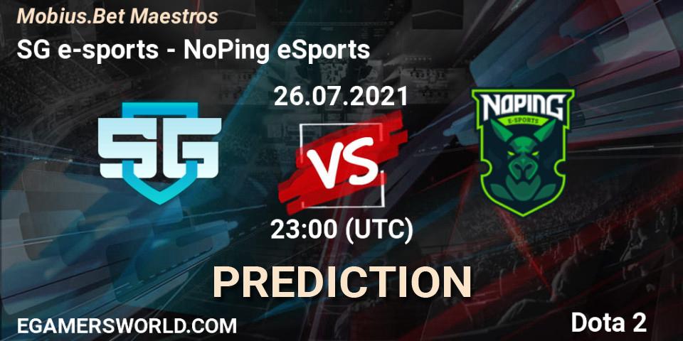 Pronóstico SG e-sports - NoPing eSports. 27.07.2021 at 00:23, Dota 2, Mobius.Bet Maestros