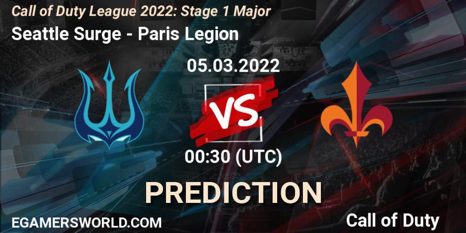 Pronóstico Seattle Surge - Paris Legion. 05.03.2022 at 00:30, Call of Duty, Call of Duty League 2022: Stage 1 Major