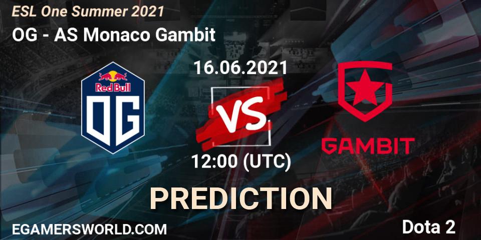 Pronóstico OG - AS Monaco Gambit. 16.06.21, Dota 2, ESL One Summer 2021
