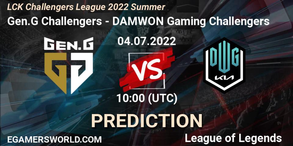Pronóstico Gen.G Challengers - DAMWON Gaming Challengers. 04.07.2022 at 10:00, LoL, LCK Challengers League 2022 Summer