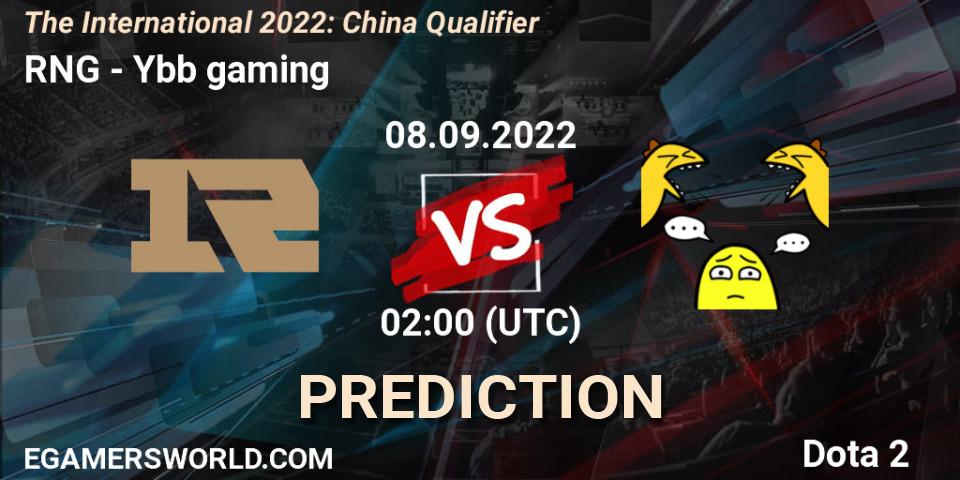 Pronóstico RNG - Ybb gaming. 08.09.2022 at 02:07, Dota 2, The International 2022: China Qualifier