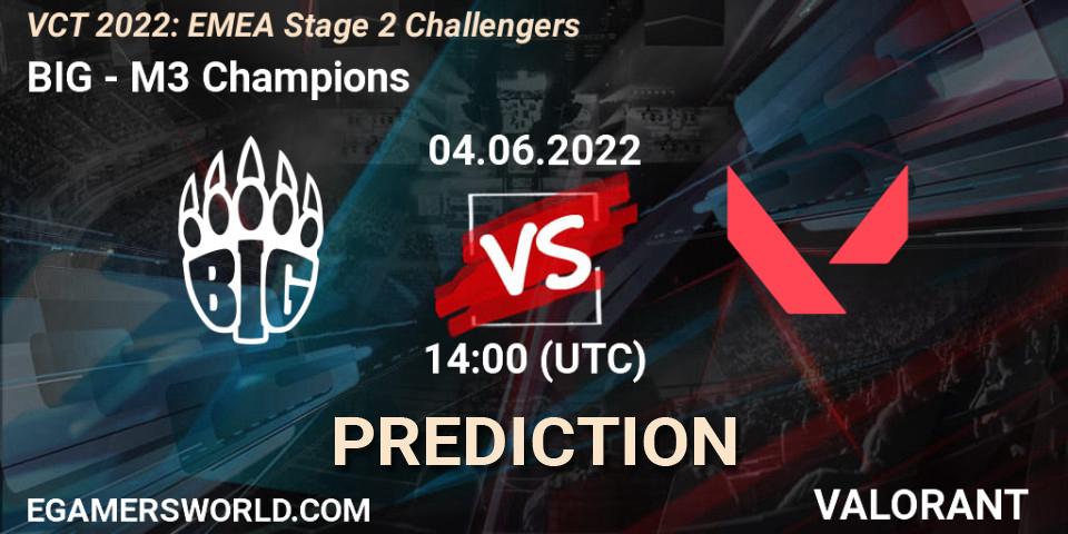 Pronóstico BIG - M3 Champions. 04.06.2022 at 14:05, VALORANT, VCT 2022: EMEA Stage 2 Challengers