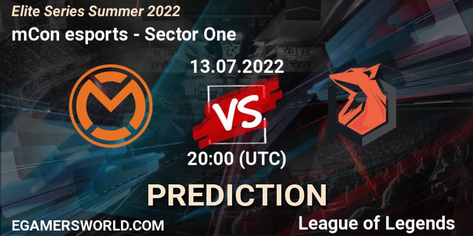 Pronóstico mCon esports - Sector One. 13.07.2022 at 20:00, LoL, Elite Series Summer 2022