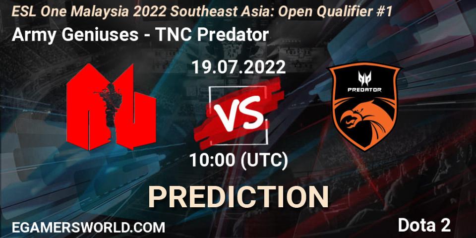 Pronóstico Army Geniuses - TNC Predator. 19.07.22, Dota 2, ESL One Malaysia 2022 Southeast Asia: Open Qualifier #1