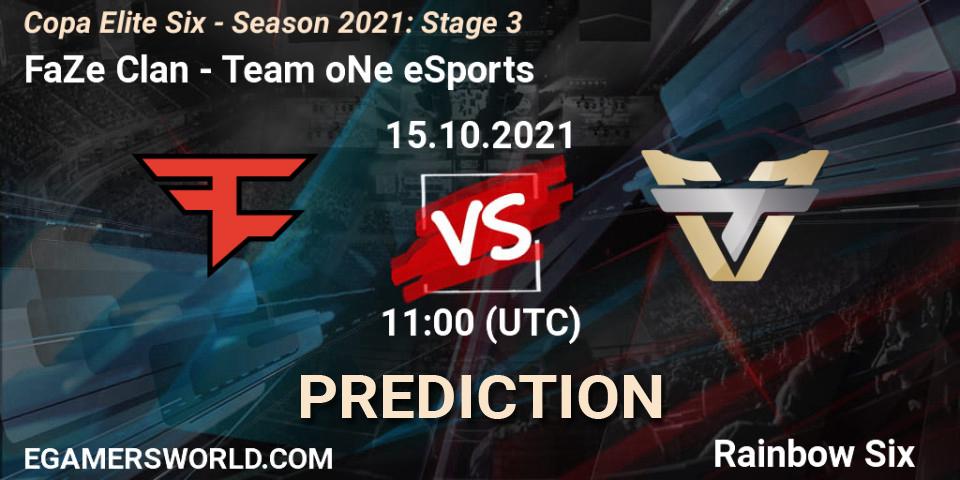 Pronóstico FaZe Clan - Team oNe eSports. 14.10.2021 at 16:00, Rainbow Six, Copa Elite Six - Season 2021: Stage 3