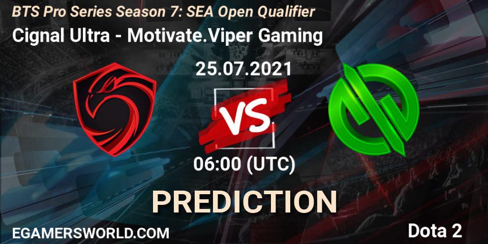 Pronóstico Cignal Ultra - Motivate.Viper Gaming. 25.07.2021 at 06:00, Dota 2, BTS Pro Series Season 7: SEA Open Qualifier