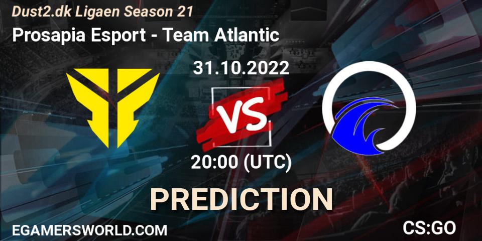 Pronóstico Prosapia Esport - Team Atlantic. 31.10.2022 at 20:00, Counter-Strike (CS2), Dust2.dk Ligaen Season 21