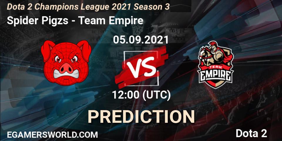 Pronóstico Spider Pigzs - Team Empire. 05.09.2021 at 12:00, Dota 2, Dota 2 Champions League 2021 Season 3