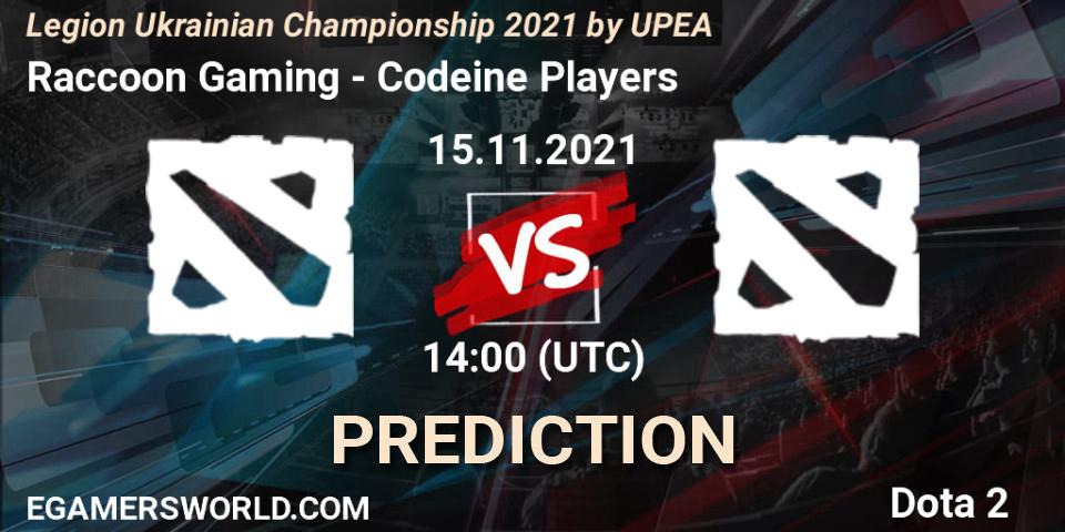 Pronóstico Raccoon Gaming - Codeine Players. 15.11.2021 at 15:08, Dota 2, Legion Ukrainian Championship 2021 by UPEA