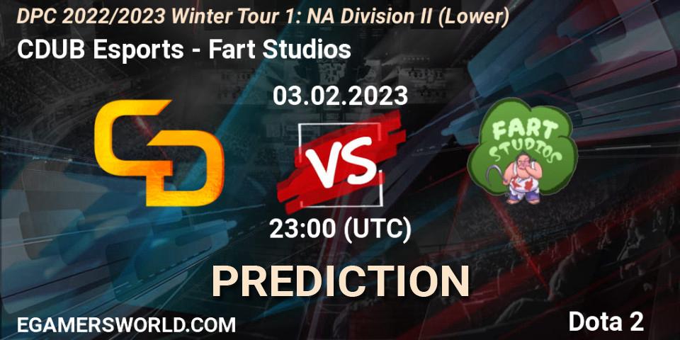 Pronóstico CDUB Esports - Fart Studios. 03.02.23, Dota 2, DPC 2022/2023 Winter Tour 1: NA Division II (Lower)