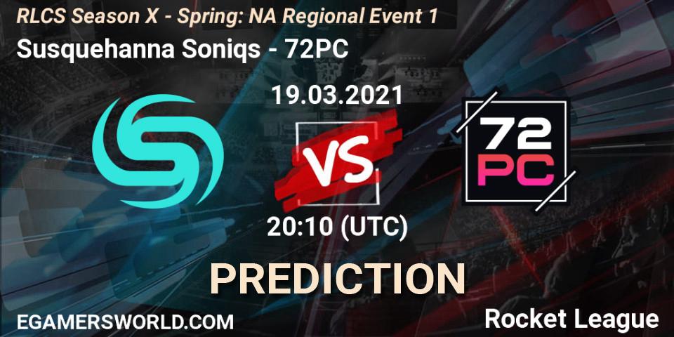 Pronóstico Susquehanna Soniqs - 72PC. 19.03.2021 at 19:35, Rocket League, RLCS Season X - Spring: NA Regional Event 1