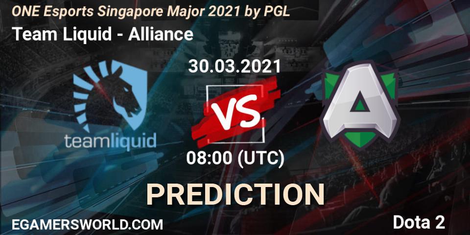 Pronóstico Team Liquid - Alliance. 30.03.2021 at 08:40, Dota 2, ONE Esports Singapore Major 2021