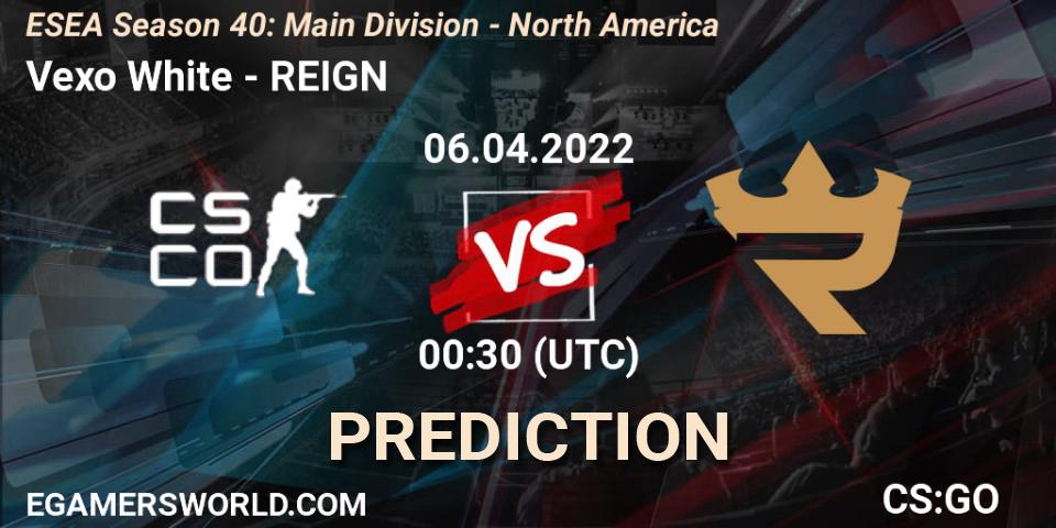 Pronóstico Vexo White - REIGN. 06.04.2022 at 00:30, Counter-Strike (CS2), ESEA Season 40: Main Division - North America