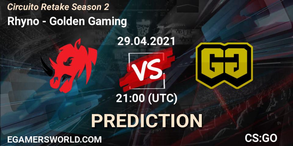 Pronóstico Rhyno - Golden Gaming. 29.04.2021 at 21:00, Counter-Strike (CS2), Circuito Retake Season 2