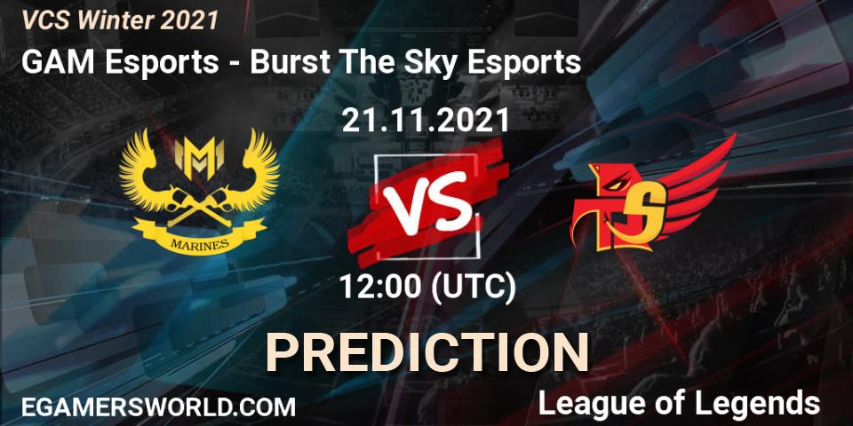 Pronóstico GAM Esports - Burst The Sky Esports. 21.11.2021 at 12:00, LoL, VCS Winter 2021